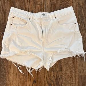 Abercrombie & Fitch White Distressed Denim Jean Shorts